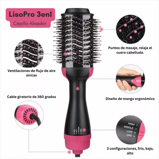 Cepillo Alisador- LisoPro 3en1